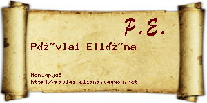 Pávlai Eliána névjegykártya